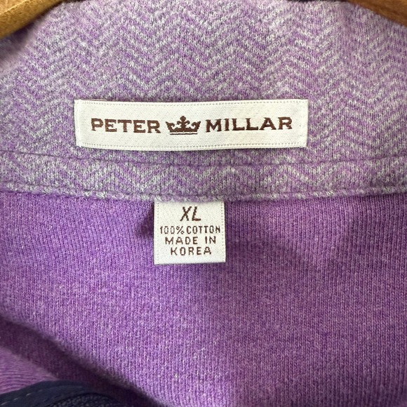 Peter Millar Mens XL Purple Quarter Zip Long Sleeve Pullover Sweatshirt - Picture 3 of 3